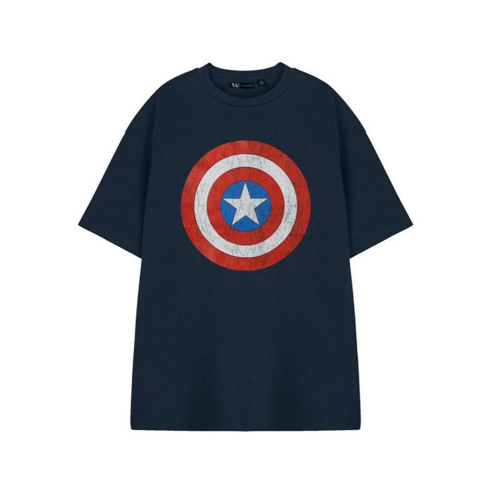 Captain America Mens Shield Short-Sleeved T-Shirt / Navy